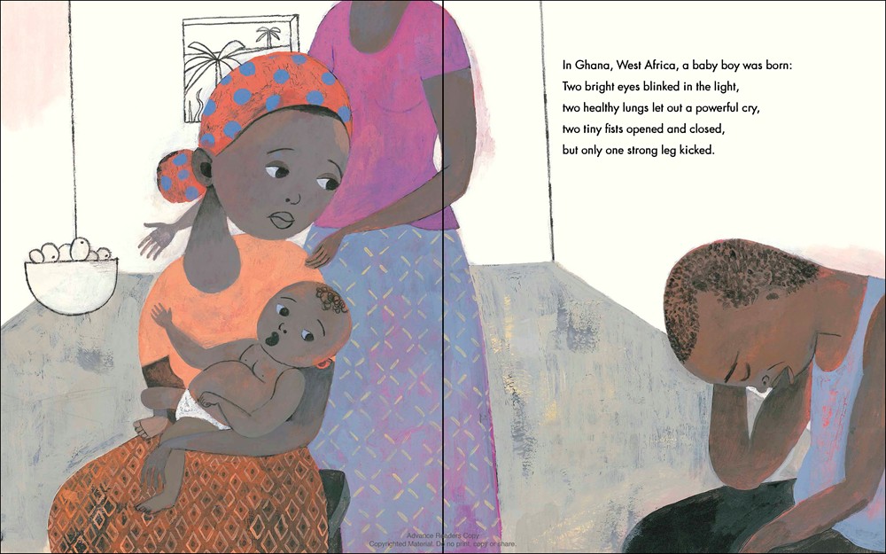 Illustration © 2015 by Sean Qualls from EMMANUEL'S DREAM: THE TRUE STORY OF EMMANUEL OFOSU YEBOAH by Laurie Ann Thompson; published by Schwartz & Wade Books, an imprint of Random House Children's Books, a division of Random House LLC, a Penguin Random House Company